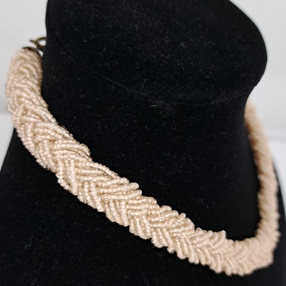 Vintage Seed Bead Multi Strand Necklace and Screw Back Earring Set - Picture 4 of 16